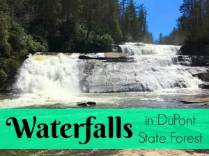 Waterfalls in DuPont State Forest in NC. These North Carolina waterfall hikes are spectacular! Which one of these beautiful attractions would you like to see first? They're all FREE to go to! Perfect family or weekend adventure.