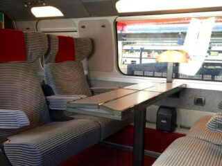 seats and tables on TGV train
