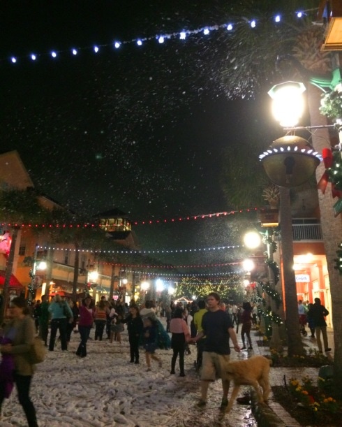 snow fall during Celebration Florida's Now Snowing event