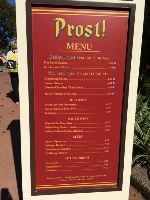 disney prost menu