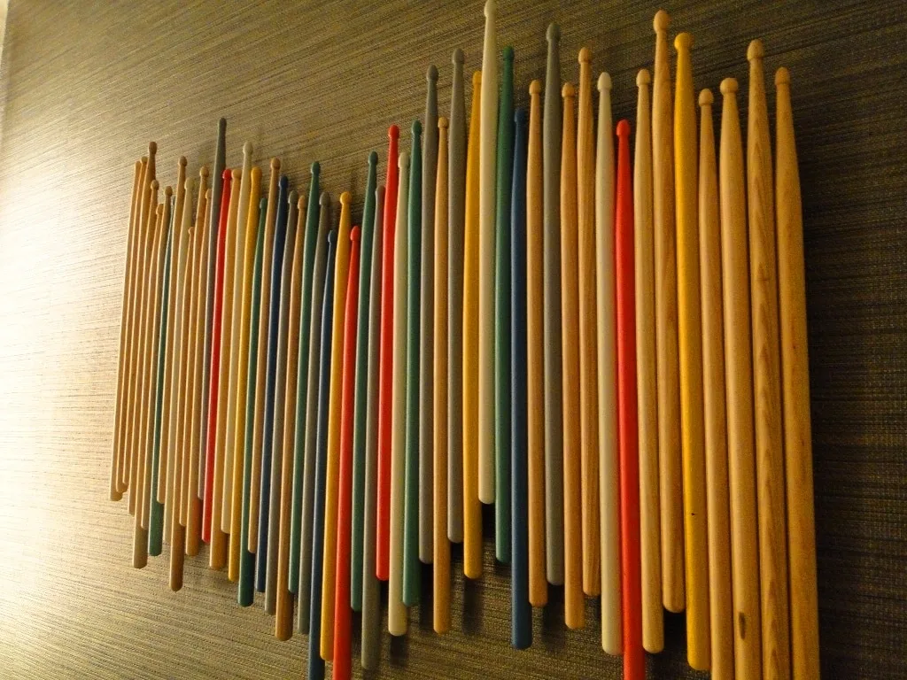 Wall art made of drumsticks