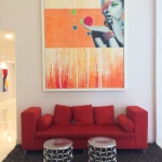 modern artwork in hotel lobby