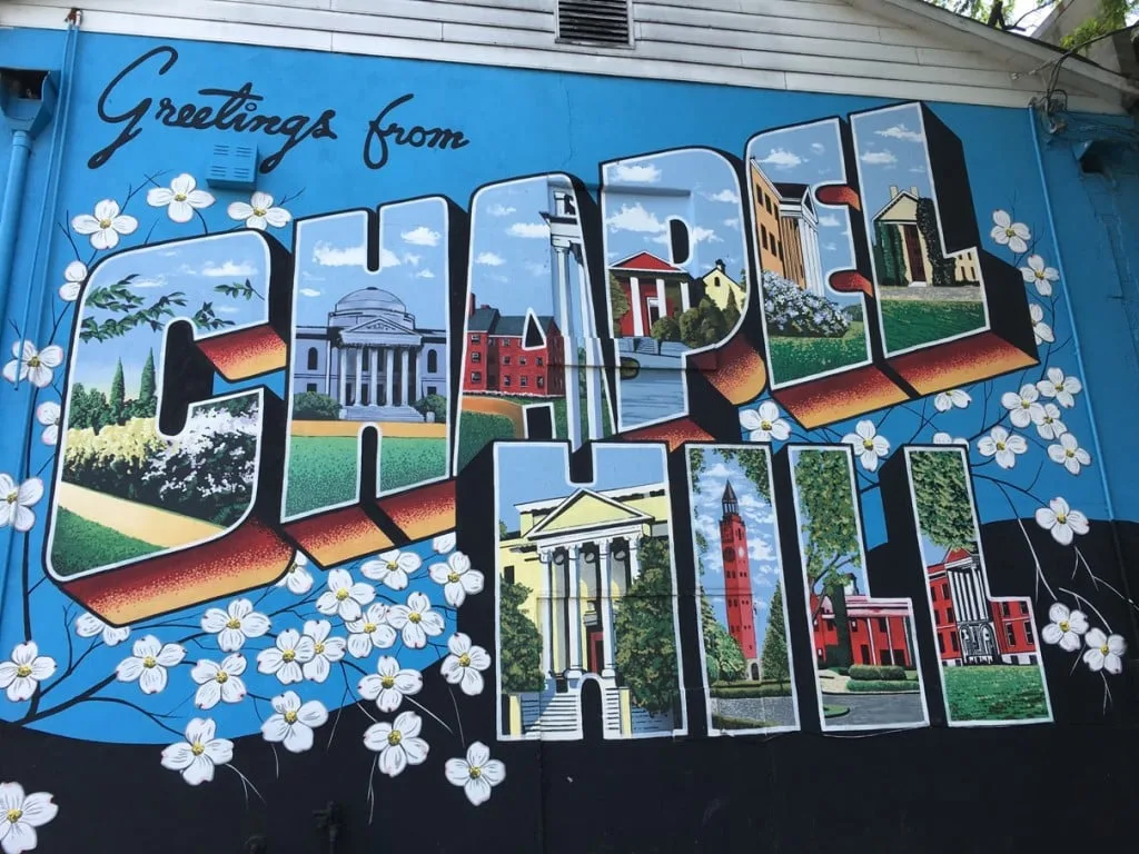 3 Day Weekend in Chapel Hill, NC. Be sure to visit the 36 murals downtown.