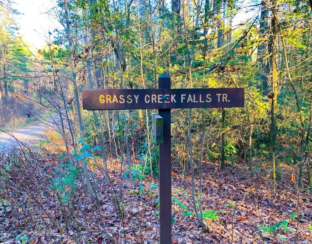 grassy creek waterfall sign Dupont state forest