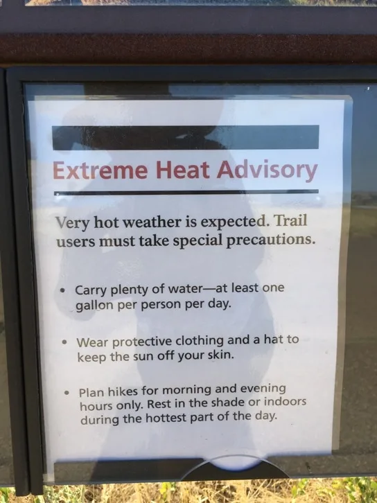 Extreme Heat Advisory Sign in Theodore Roosevelt National Park