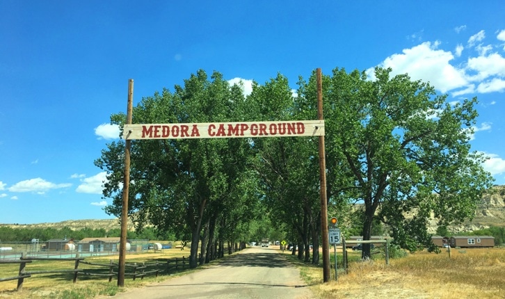 Medora Campground Sign in North Dakota near Theodore Roosevelt National Park