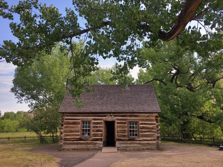 Log cabin in woods