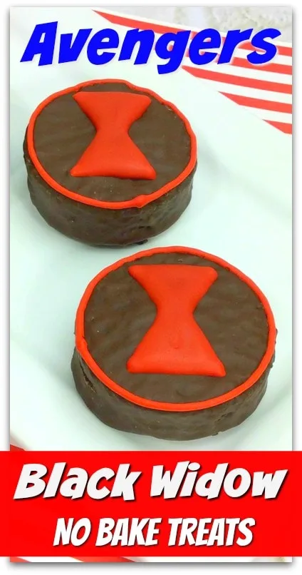 chocolate mini cakes with an hourglass black widow logo