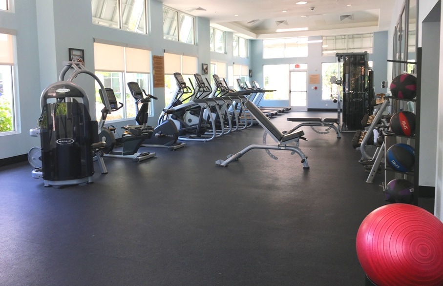 fitness center with exercise equipment