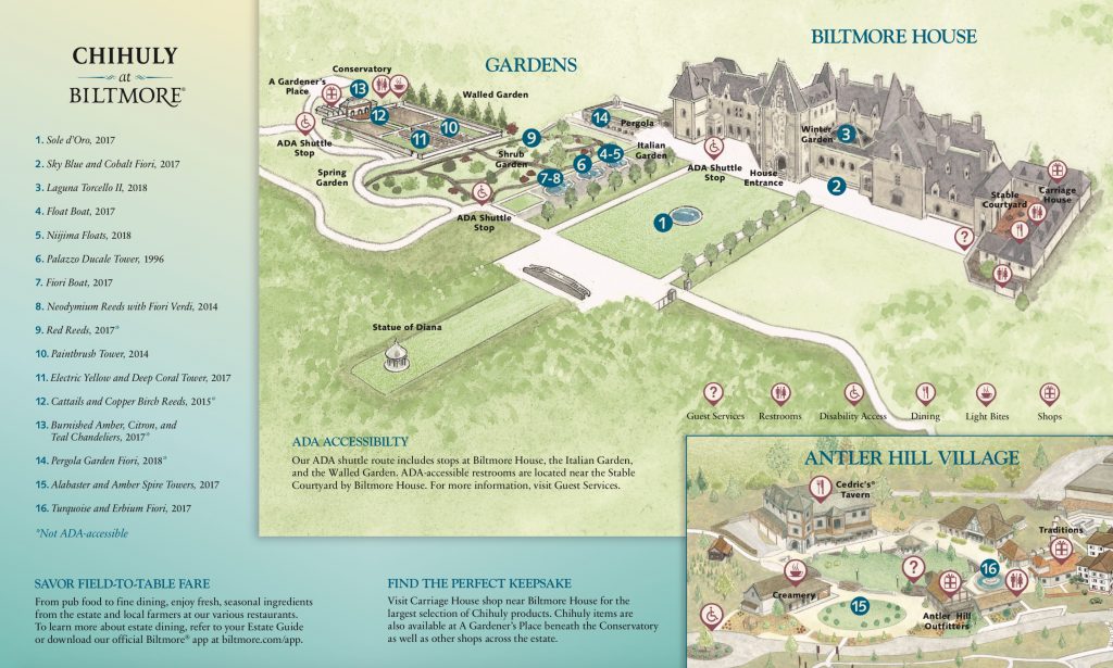 Chihuly at Biltmore guide map