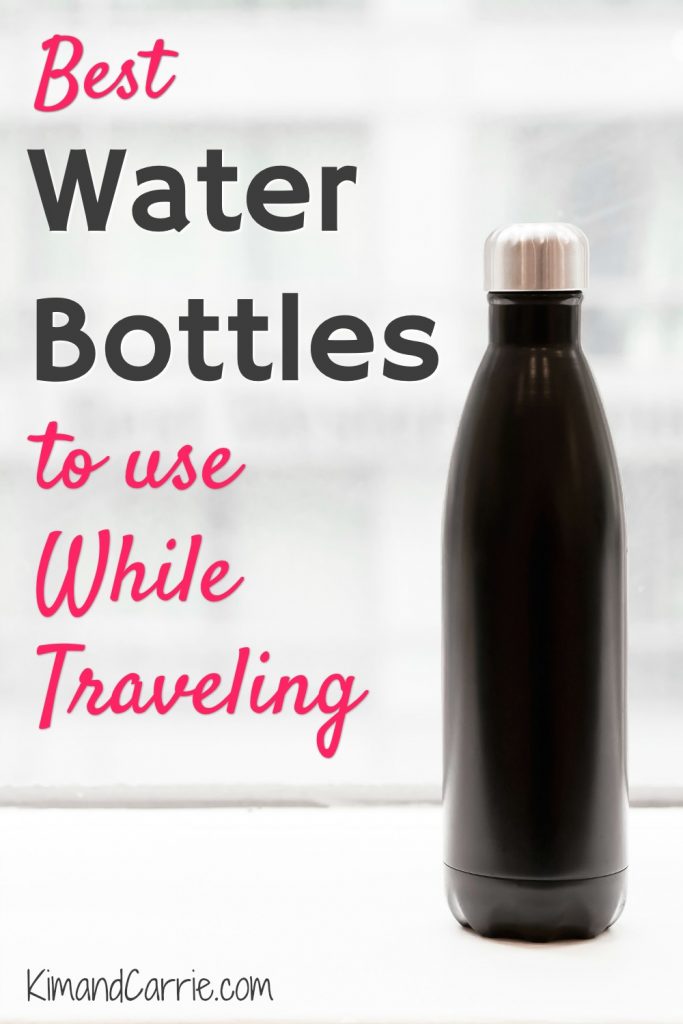 black water bottle on white shelf