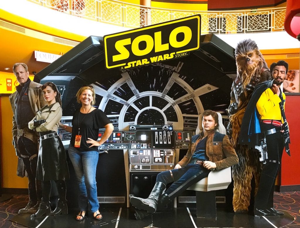 Kim with Solo Star Wars Movie Prop at AMC Theaters Disney Springs 