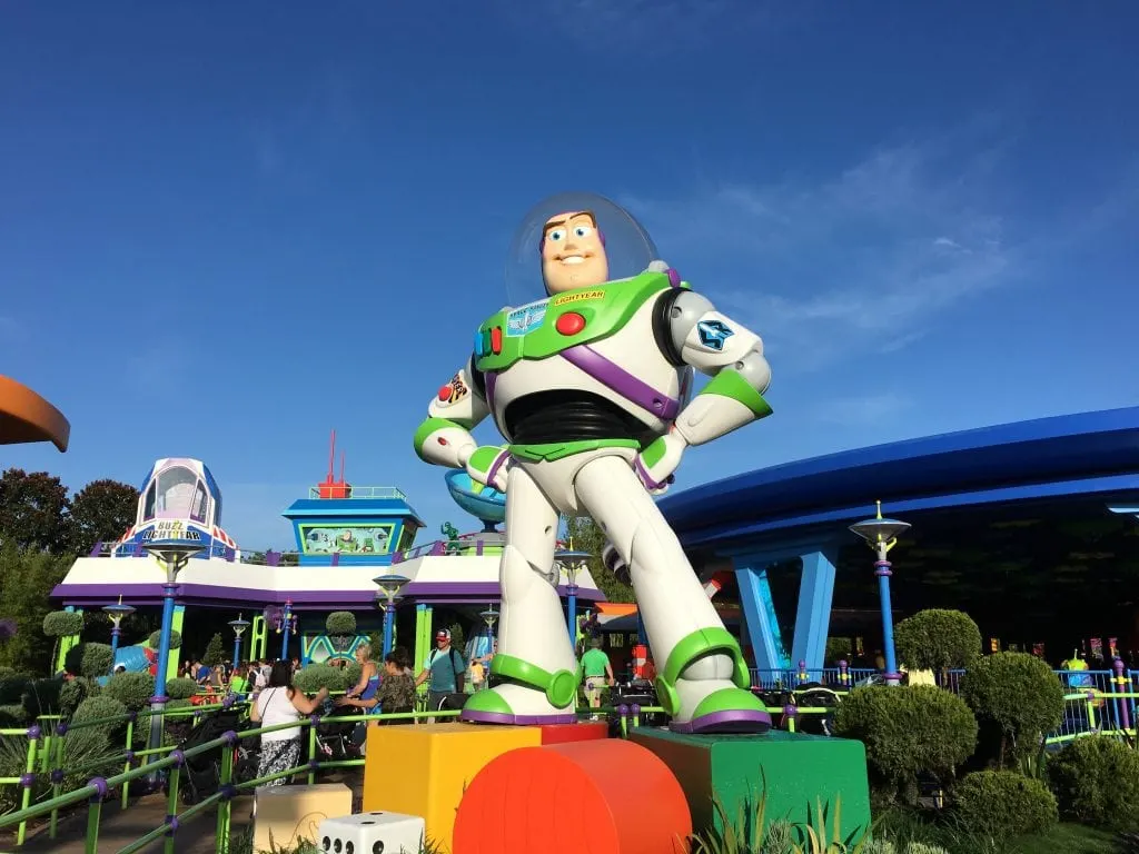 buzz lightyear toy against blue sky Disney World