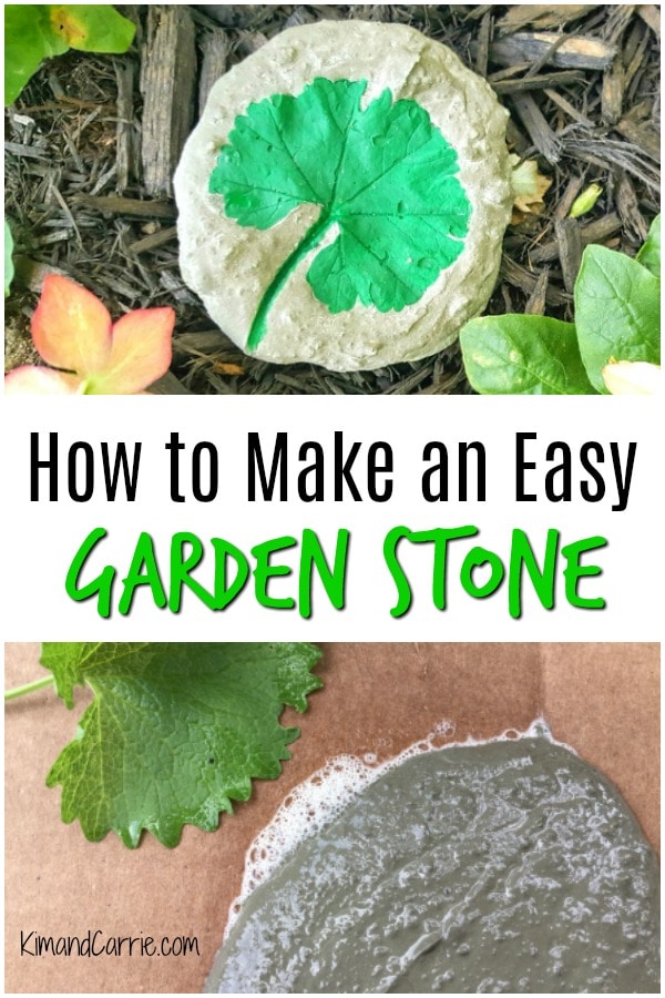 DIY Decorative Garden Stone with Leaf Imprint