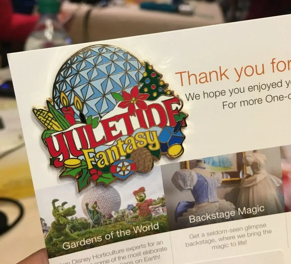 yuletide fantasy tour pin from adventures by disney at Walt Disney world