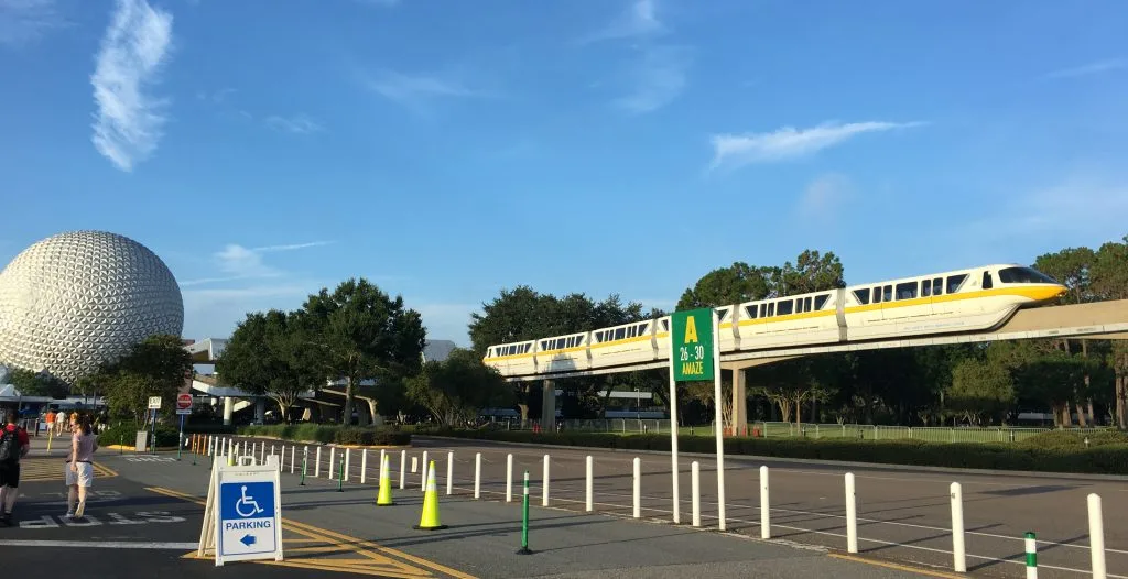 monorail on track near Epcot 