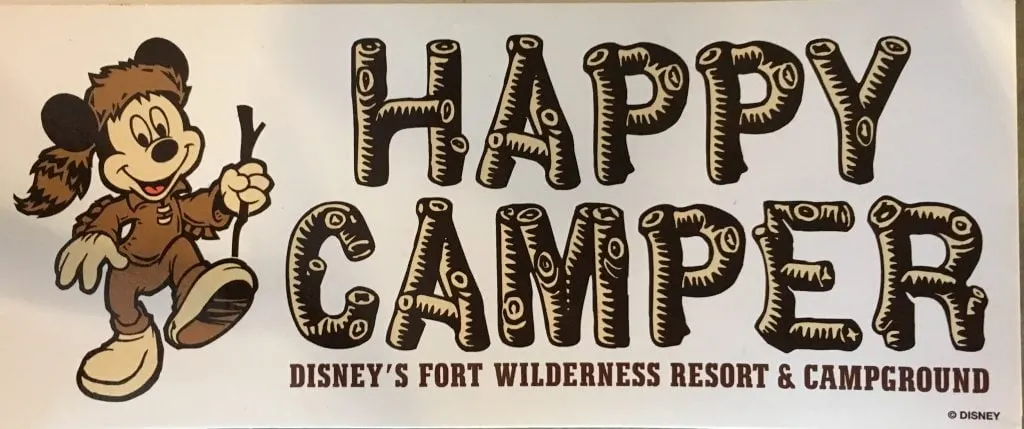 Happy Camper sign with Mickey Mouse 