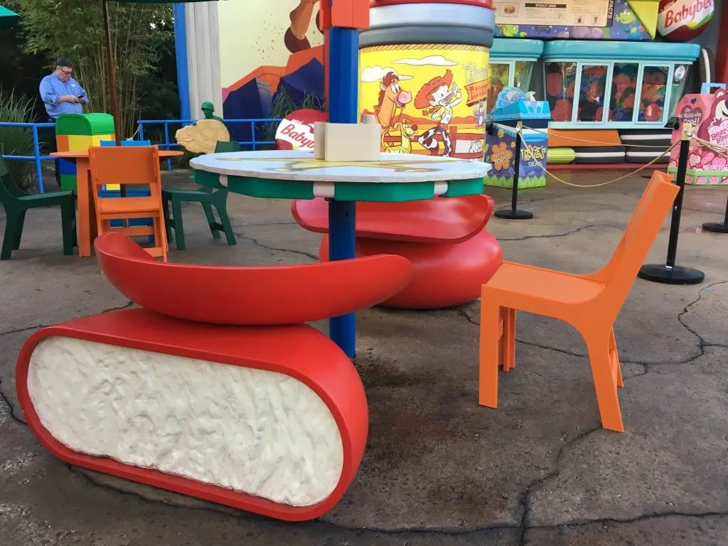Babybel cheese chairs at Disney Toy Story Land