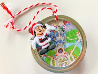 Canning Jar Lid with Disney theme Park Map and Santa Mickey Mouse Button