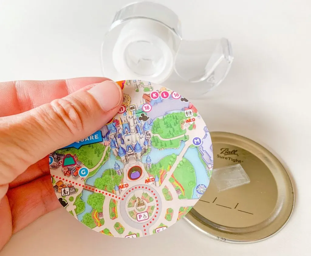 canning jar lid with theme park map 