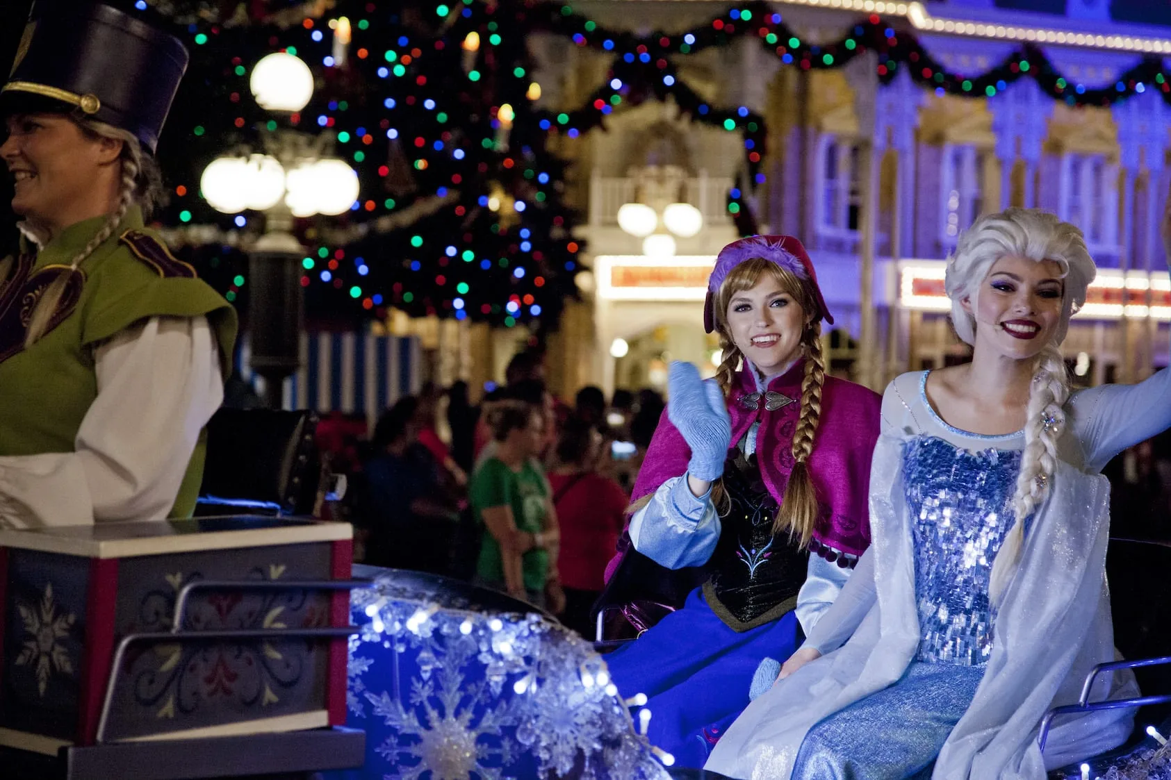 Anna Elsa Frozen Parade Mickey's Very Merry Christmas Party Magic Kingdom