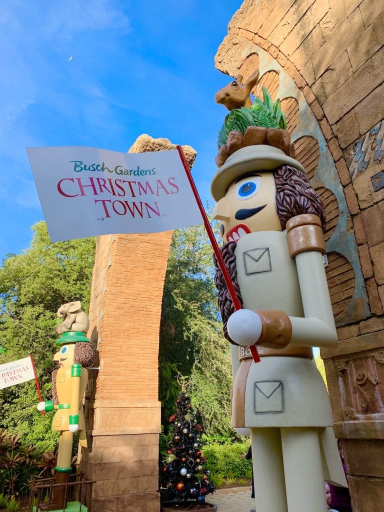 Nutcrackers Christmas Town sign Busch Gardens Tampa Bay