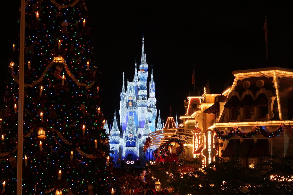 Cinderella Castle Lit Up Magic Kingdom Christmas