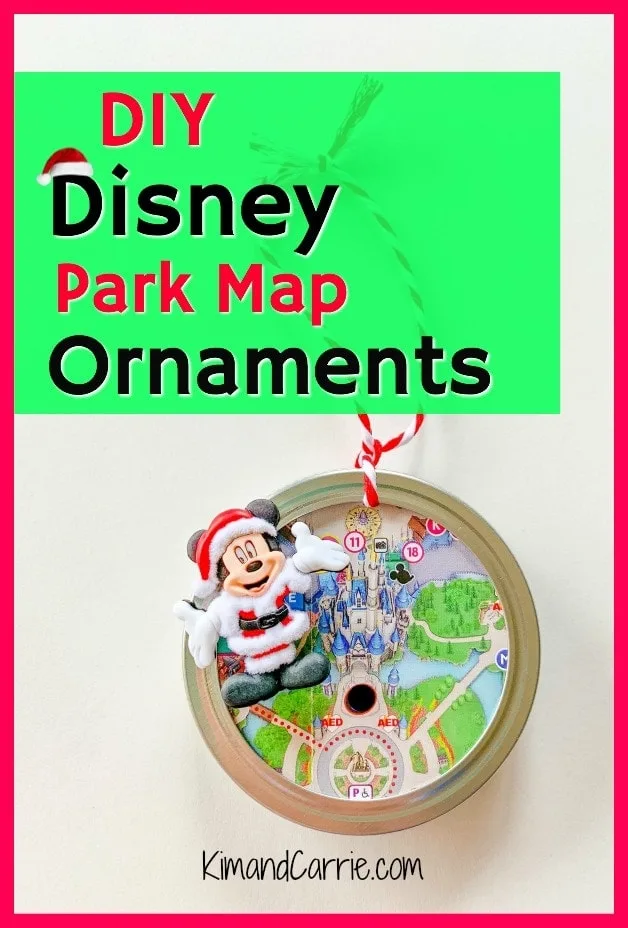 canning jar lid Disney theme park map ornament DIY project