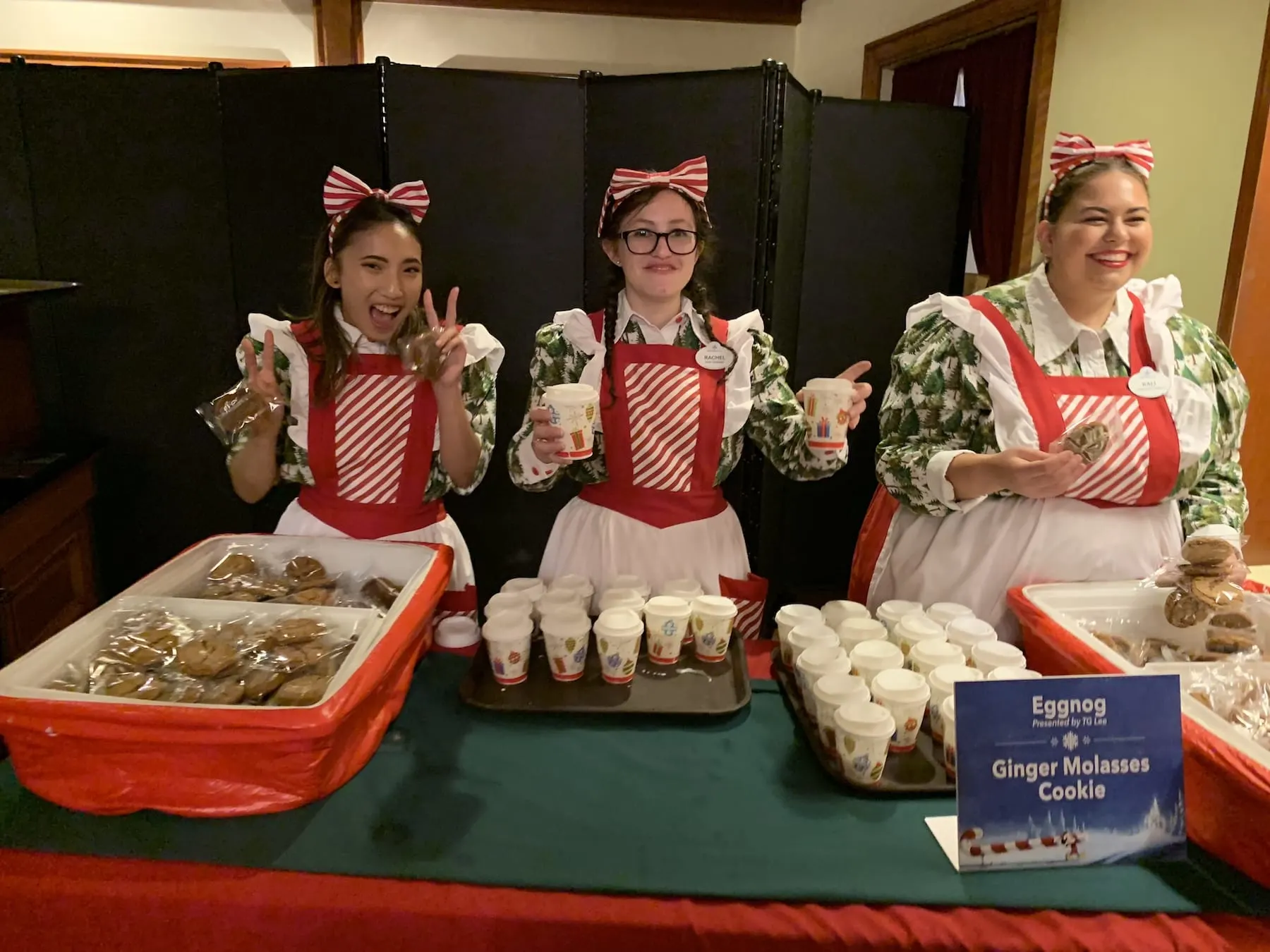 Handing out Christmas cookies Mickey's Very Merry Christmas Party Magic Kingdom