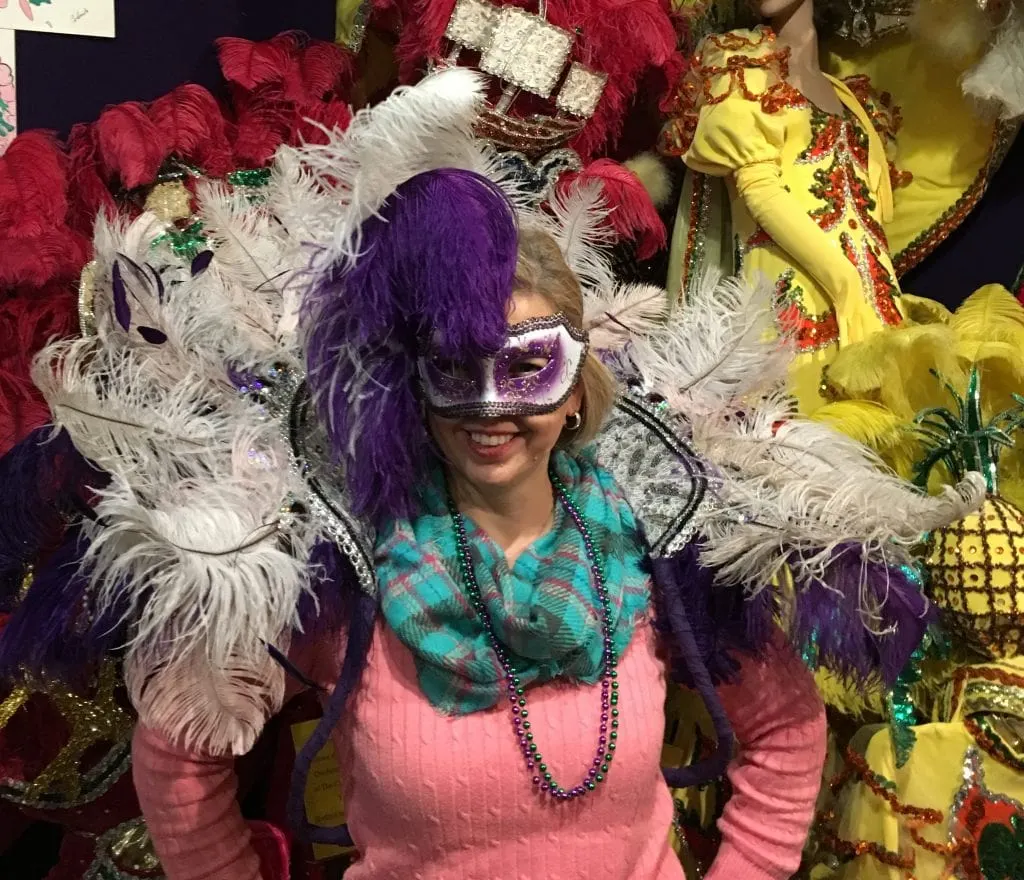 Kim in Mardi Gras Costume Lake Charles Museum