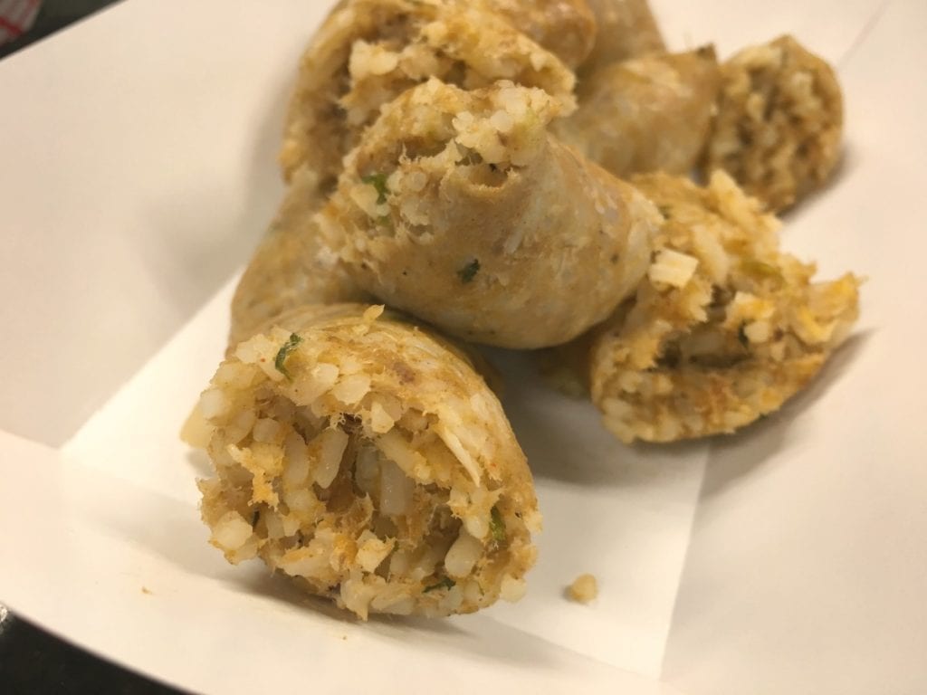 boudin sausage balls in white paper bowl lake Charles la