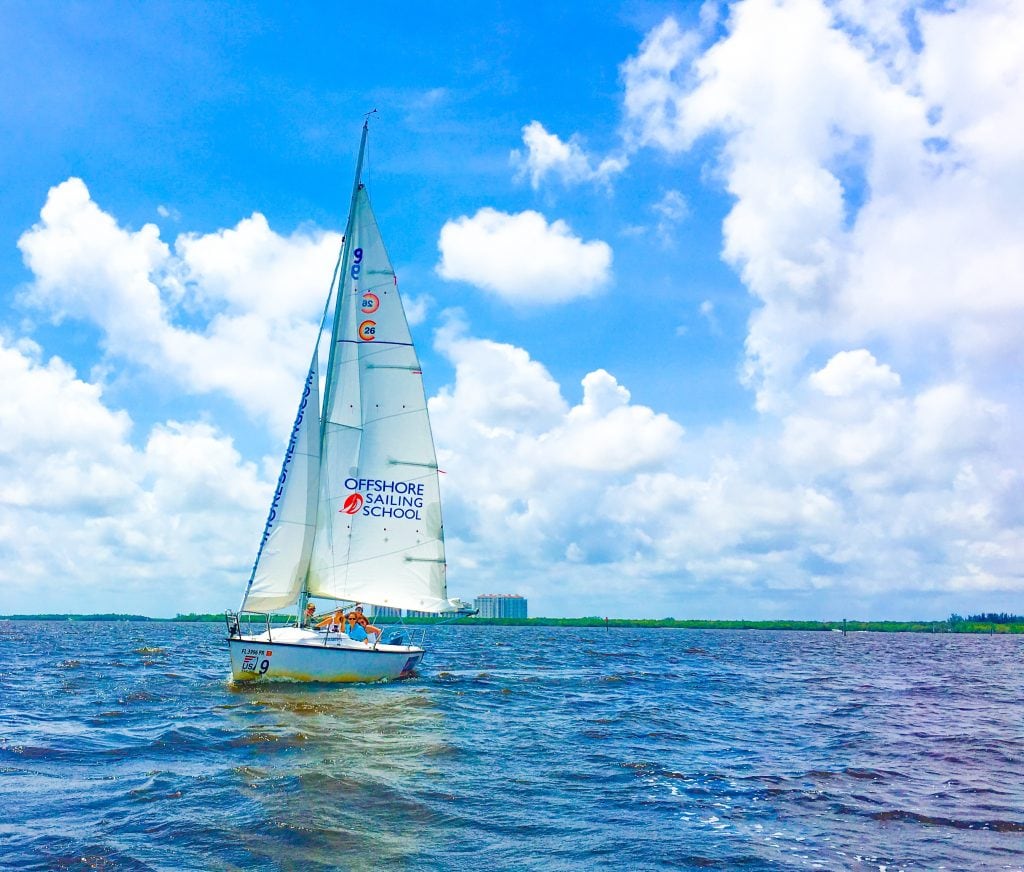 Offshore Sailing School Boat on water near Westin Cape Coral