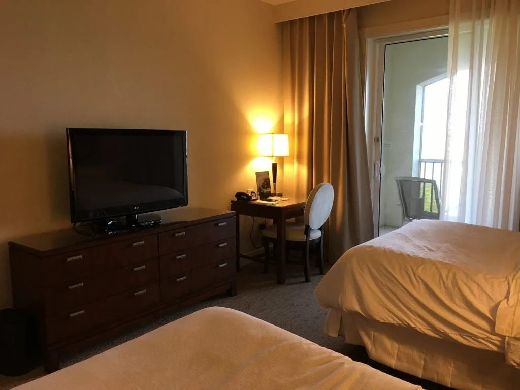Westin Cape Coral hotel room interior with TV and desk