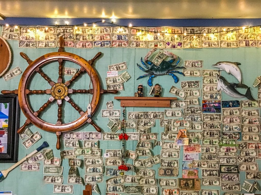 peace river seafood dollar bill wall Punta Gorda fl