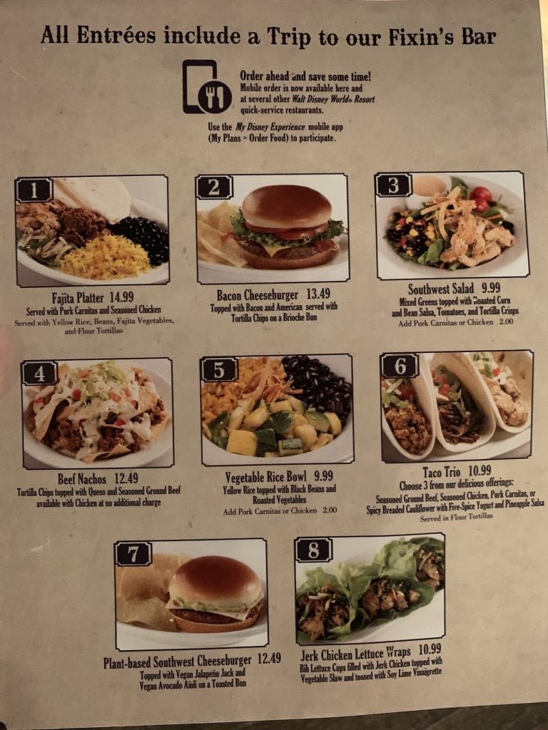 Walt Disney World Restaurant Menu Mobile Order