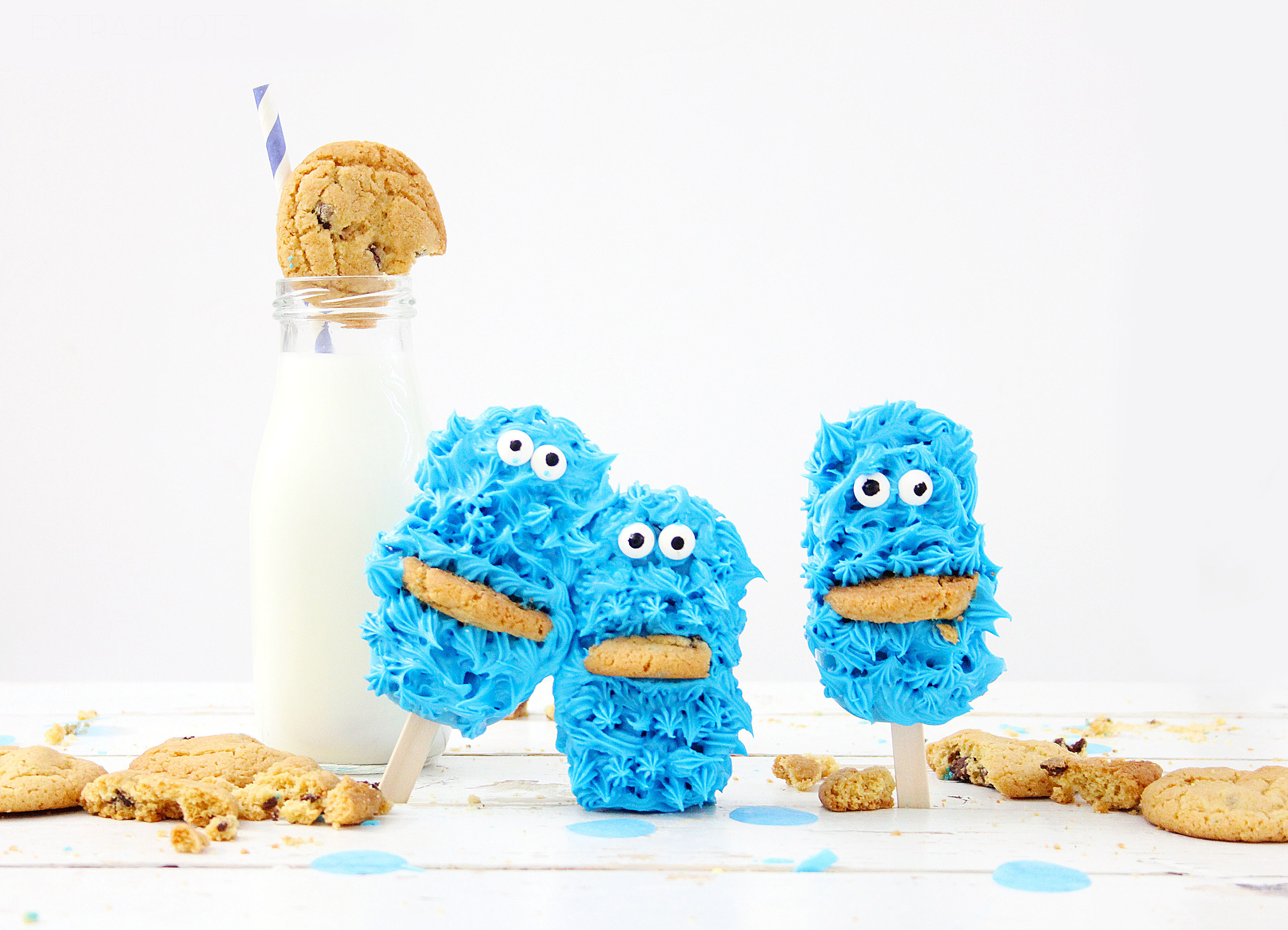 C Is For Cookie Monster Cake Popsicles Kim And Carrie