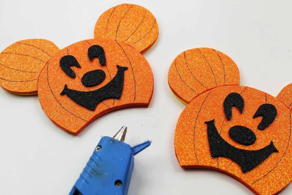 Halloween Pumpkin Mickey Mouse Ears glued together 