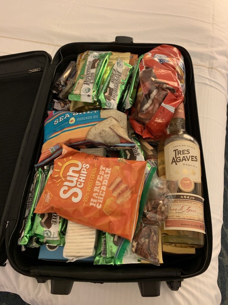 snacks in a suitcase for Disney World hotel
