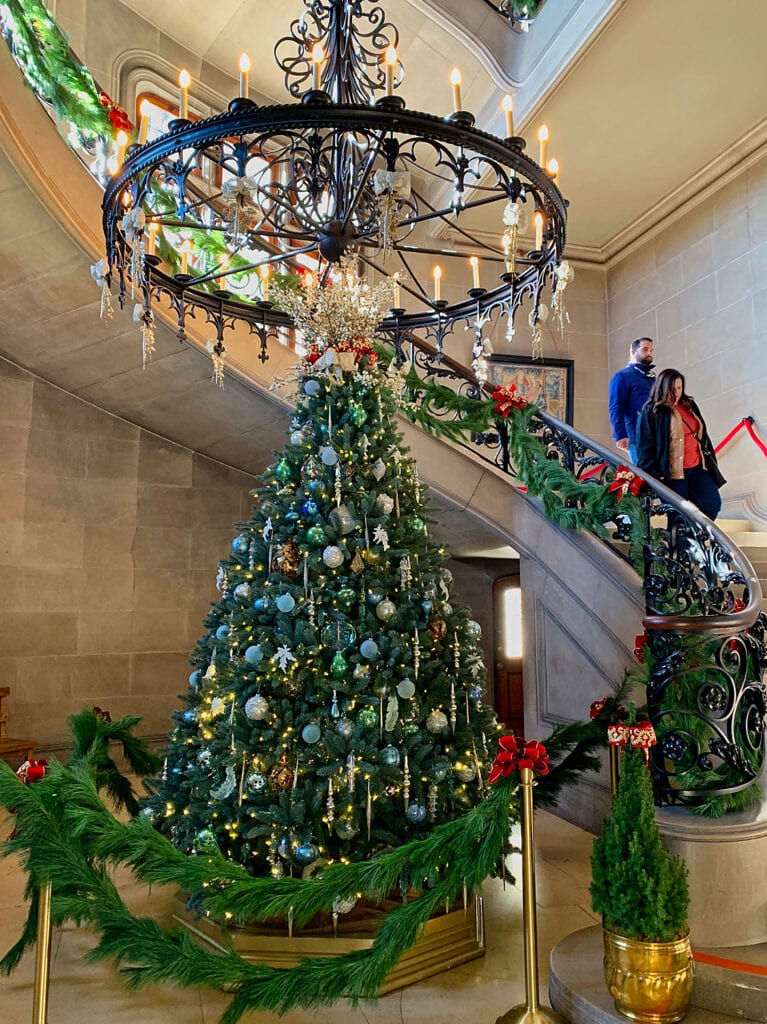 Biltmore Christmas tree by staircase
