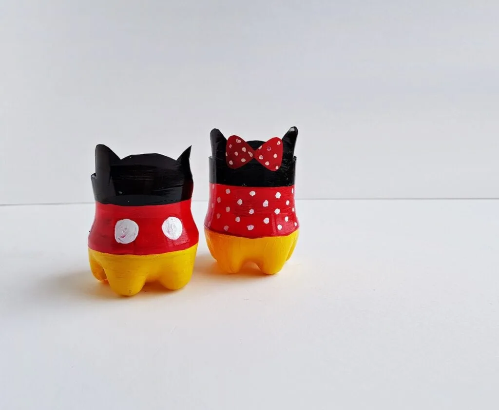 Mickey Mouse pots made from plastic bottles