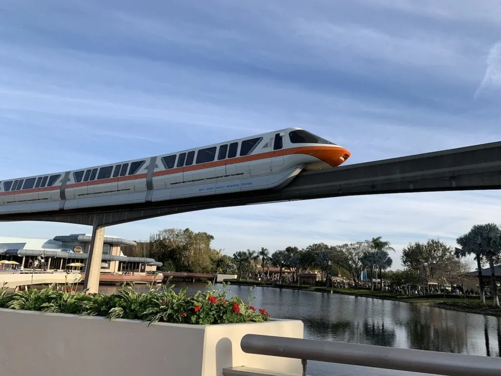 monorail in epcot at Disney World