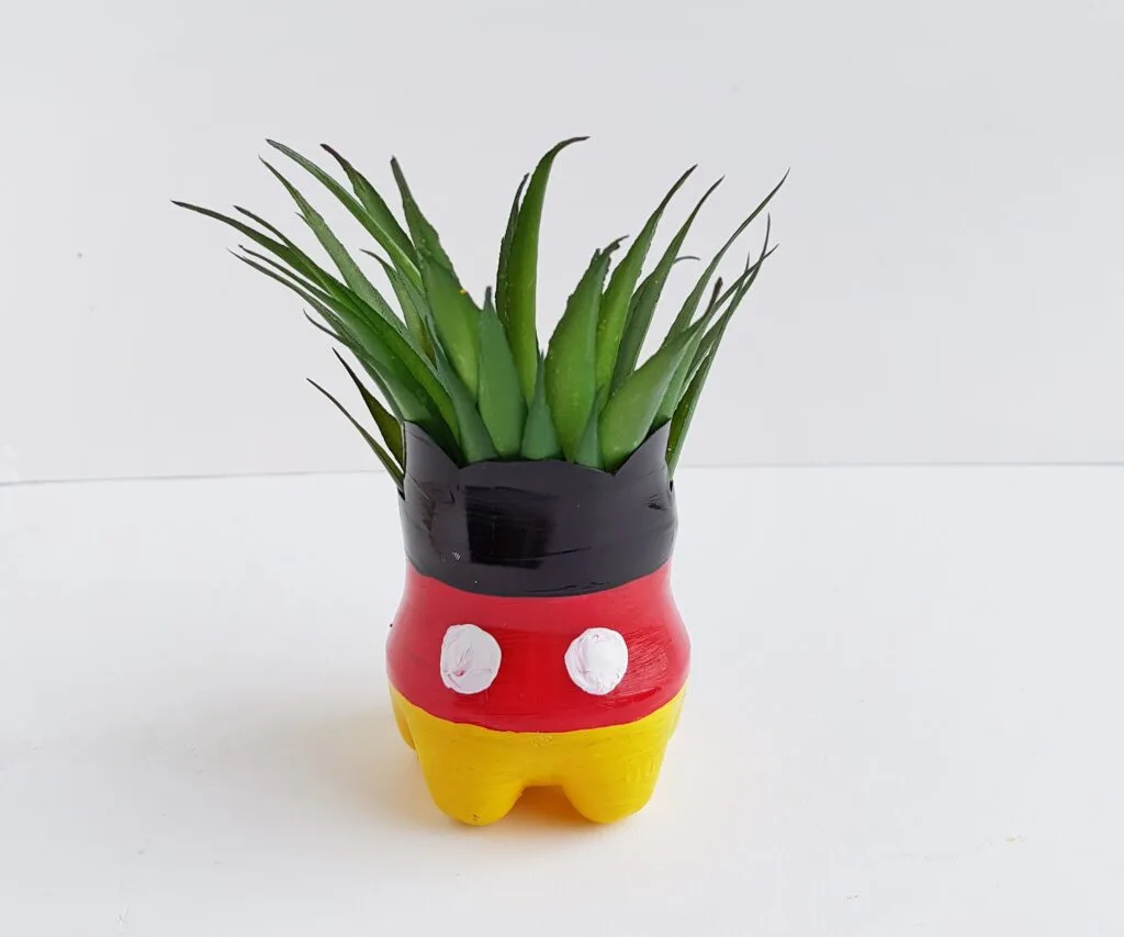 Mickey Mouse flower pot upcylced from plastic bottle