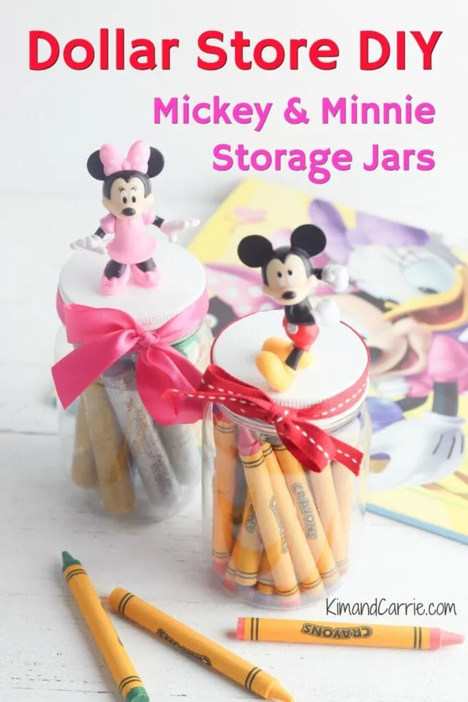 Mickey and Minnie Mouse storage jars Dollar Store DIY