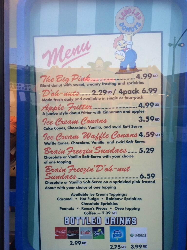 Lard Lad Donuts Menu Universal Orlando Resort