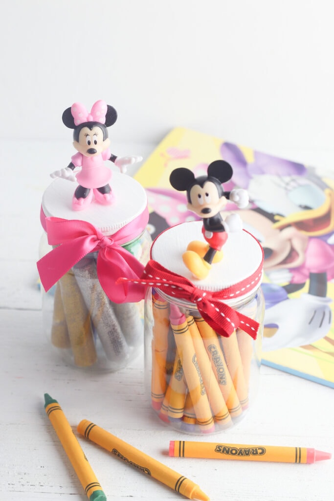 mickey and Minnie Mouse storage jars DIY craft