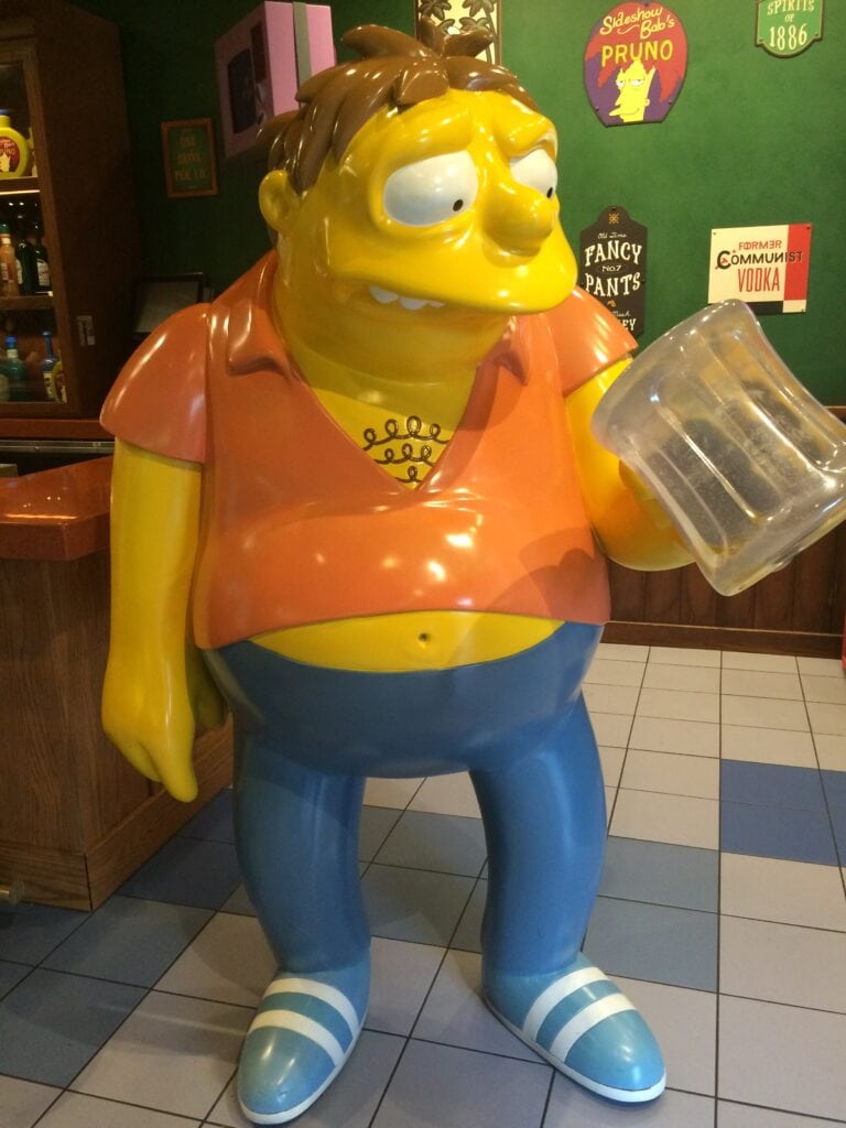 Simpson character with empty beer mug