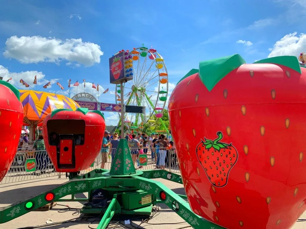 festival rides in shape of strawberries