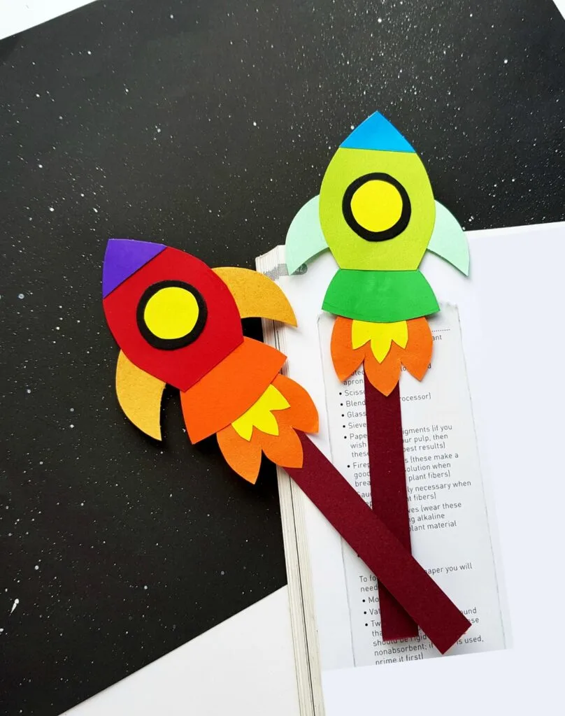 paper rocket bookmarks