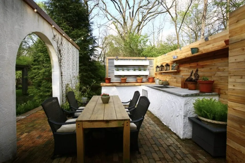 outdoor garden kitchen dining room area
