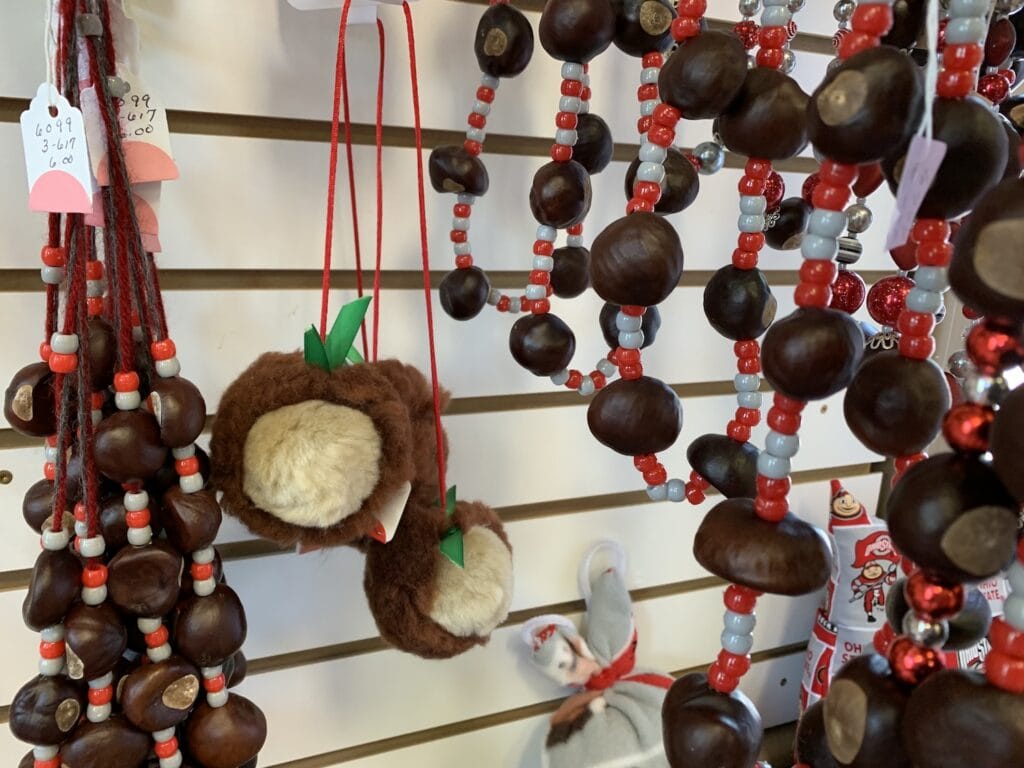 Ohio buckeye felt ornaments and necklaces